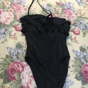 Venus Black one piece Bathing Suit with Ruffles